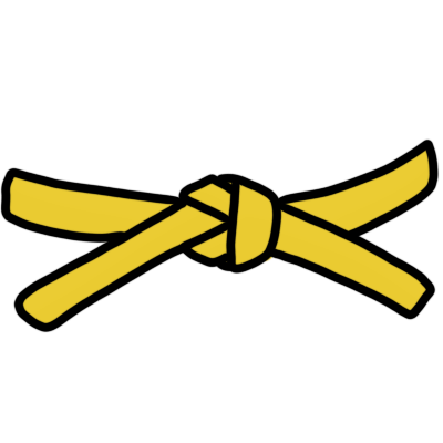 a martial arts yellow belt, based on art by Wikimedia user Edgouno.